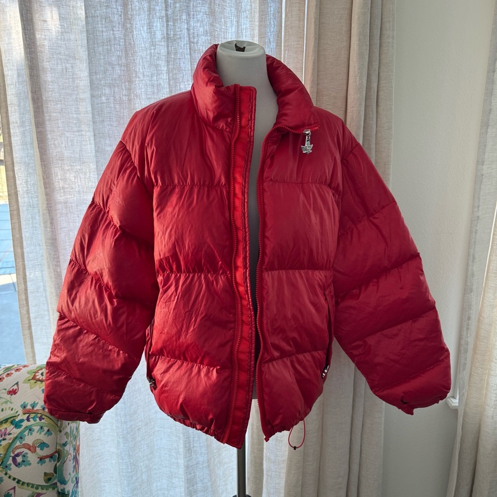 Boys Lie Women’s Red Puffer Logo Jacket